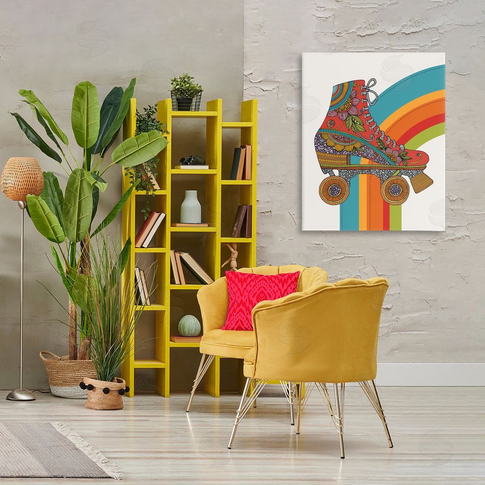 Valentina Harper Vintage Boho Roller Skate Canvas Wall Art Print in Room
