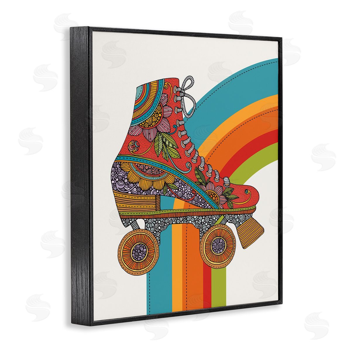 Valentina Harper Vintage Boho Roller Skate Black Framed Giclee Wall Art Print