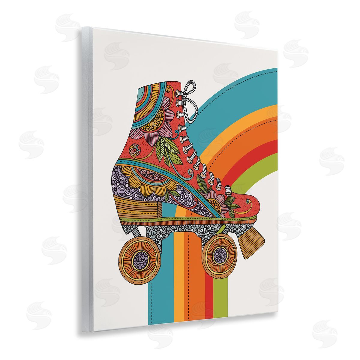 Valentina Harper Vintage Boho Roller Skate Wooden Wall Plaque Art Print