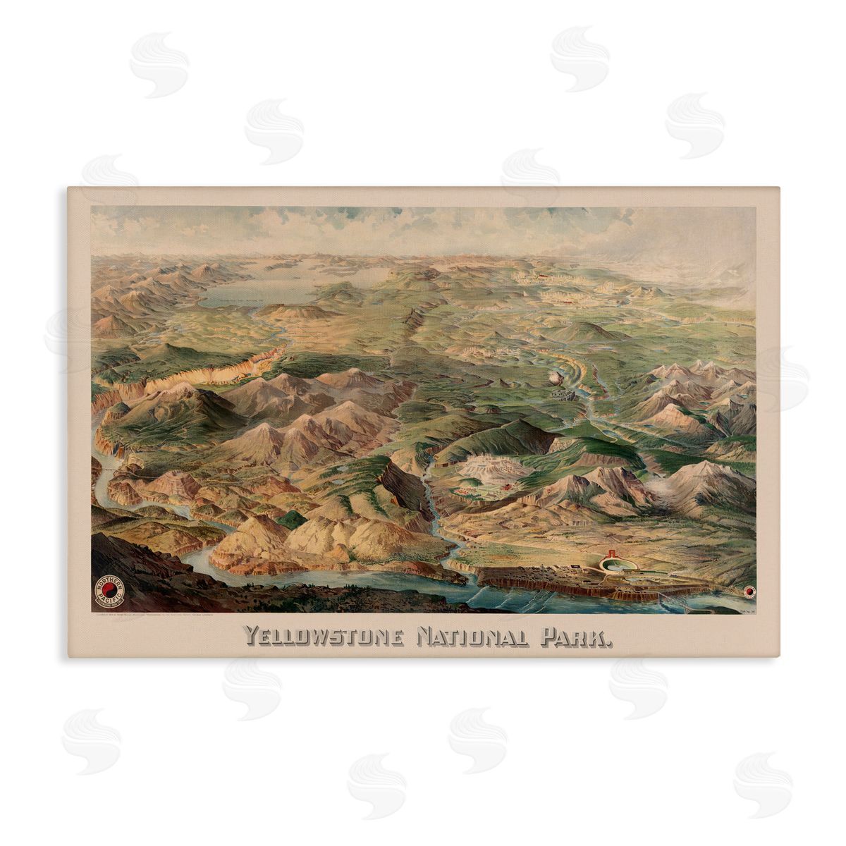 Vintage Yellowstone Park Canvas Wall Art, Home Decor by Stellar Design Studio