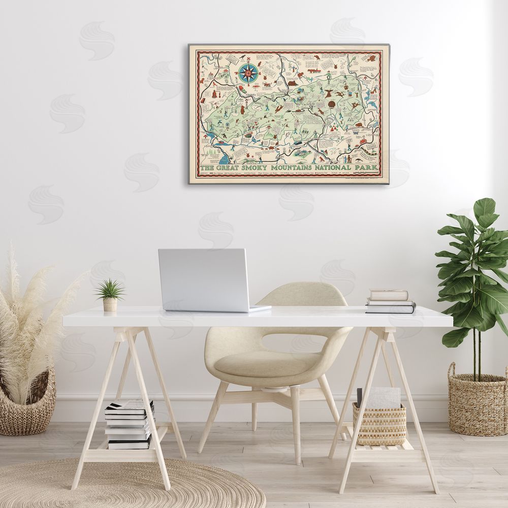 Stellar Design Studio Great Smoky Mountains Map Canvas Wall Art Print in Room