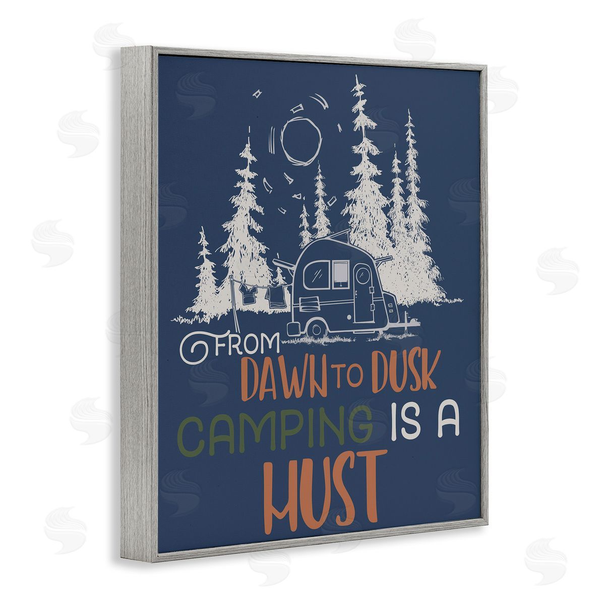 Dawn to Dusk Camping Grey Frame Print Wall Art, Home Decor by Steve Vanderbosch