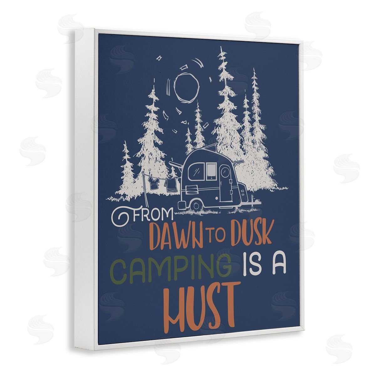 Dawn to Dusk Camping White Frame Print Wall Art, Home Decor by Steve Vanderbosch