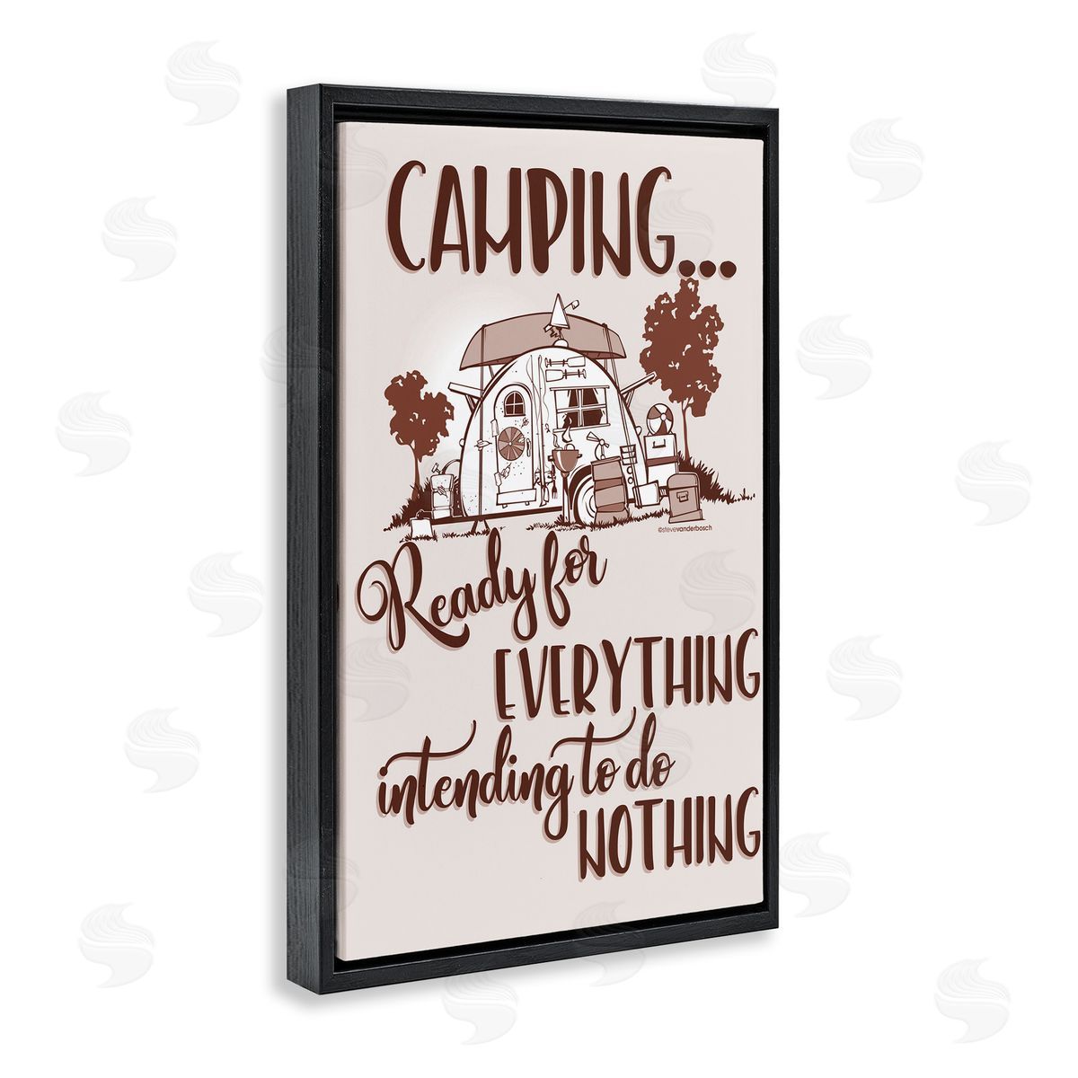 Everything and Nothing Camping Black Floating Frame Canvas Wall Art, Home Decor by Steve Vanderbosch