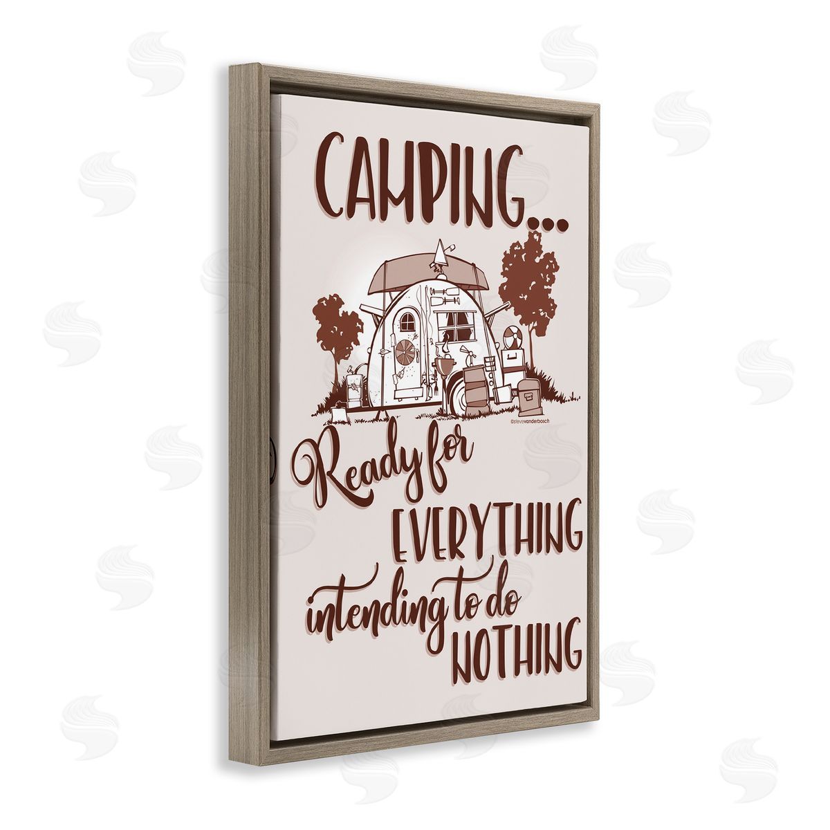 Everything and Nothing Camping Brown Floating Frame Canvas Wall Art, Home Decor by Steve Vanderbosch