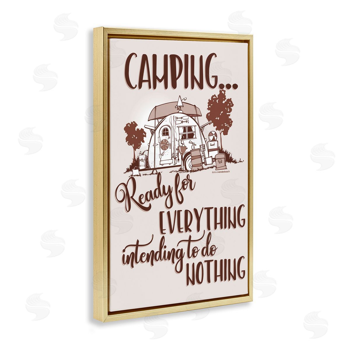 Everything and Nothing Camping Gold Floating Frame Canvas Wall Art, Home Decor by Steve Vanderbosch