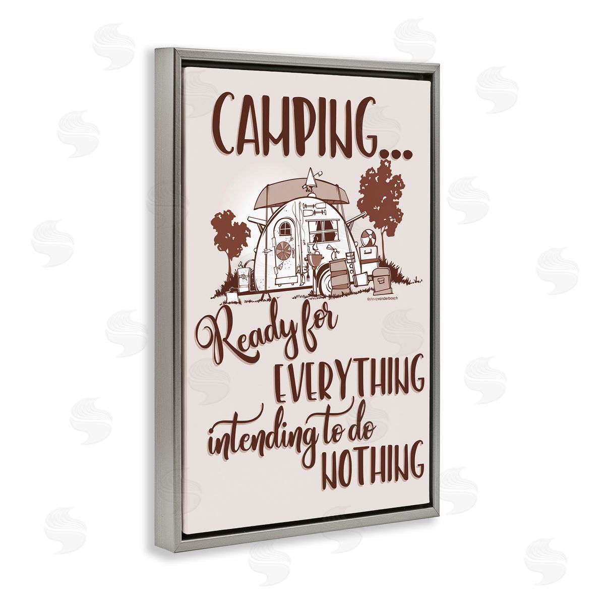Everything and Nothing Camping Grey Floating Frame Canvas Wall Art, Home Decor by Steve Vanderbosch