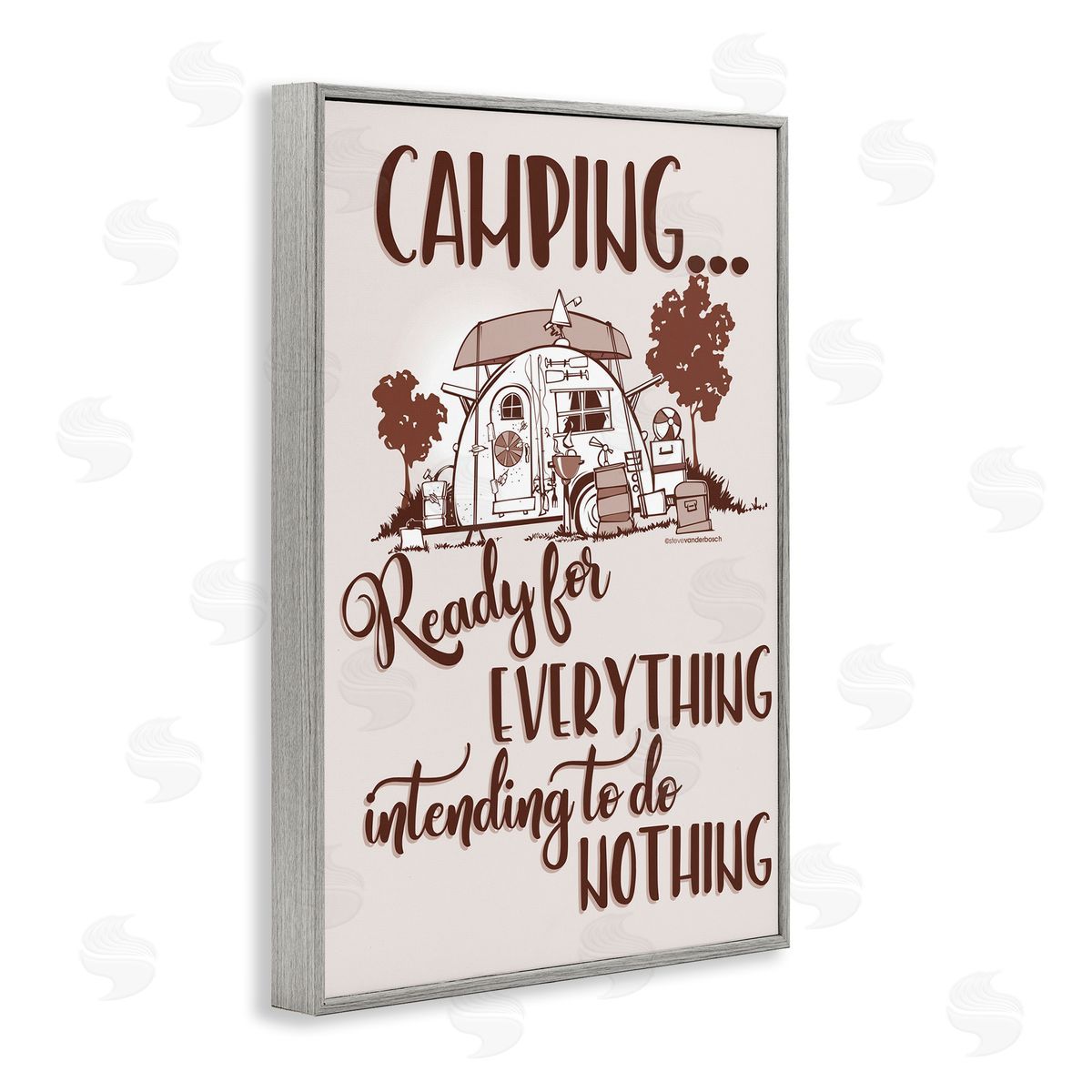 Everything and Nothing Camping Grey Frame Print Wall Art, Home Decor by Steve Vanderbosch
