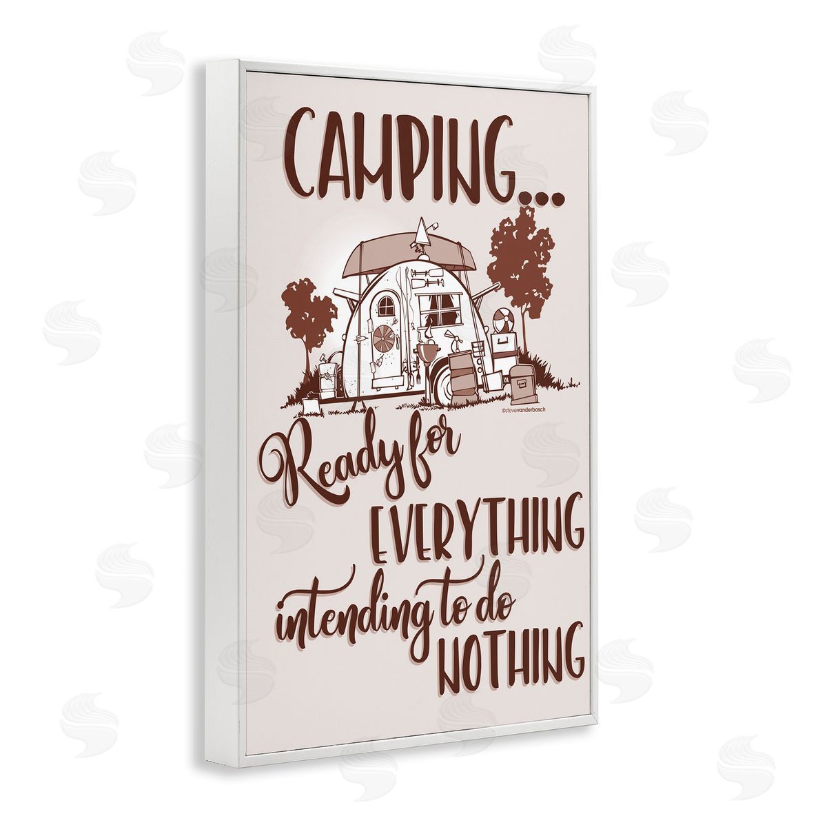 Everything and Nothing Camping White Frame Print Wall Art, Home Decor by Steve Vanderbosch