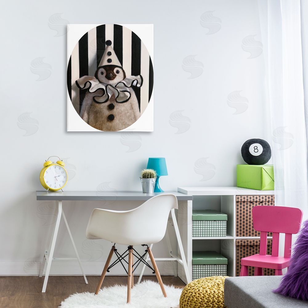 Lucia Heffernan Clown Themed Penguin Canvas Wall Art Print in Room