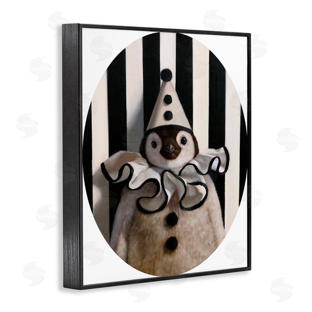 Lucia Heffernan Clown Themed Penguin Black Framed Giclee Wall Art Print