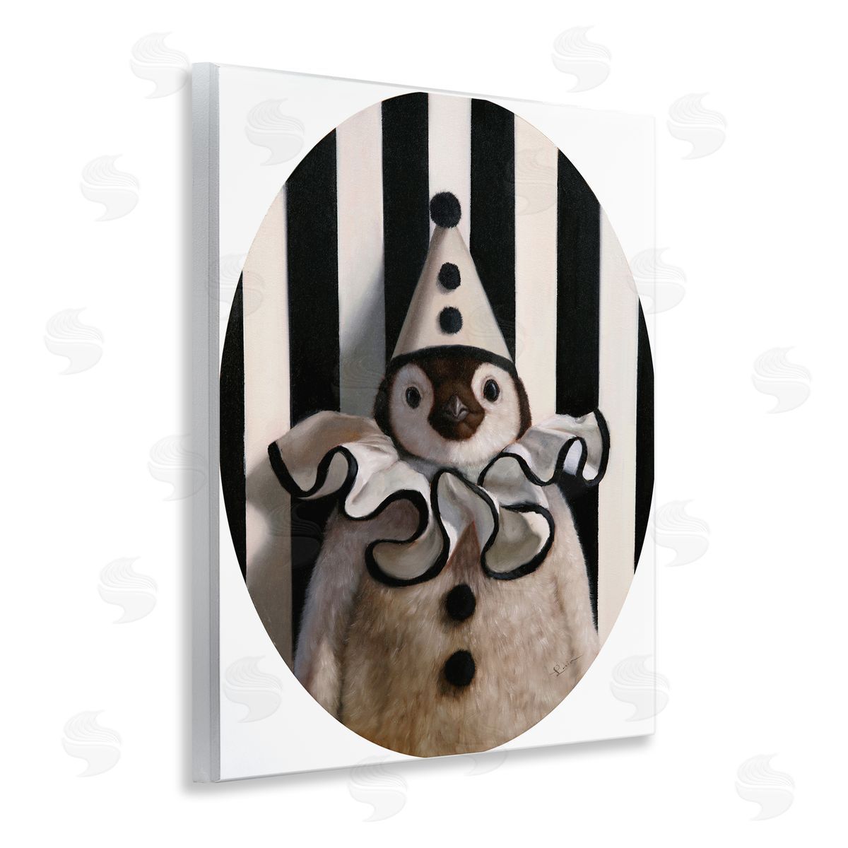 Lucia Heffernan Clown Themed Penguin Wooden Wall Plaque Art Print