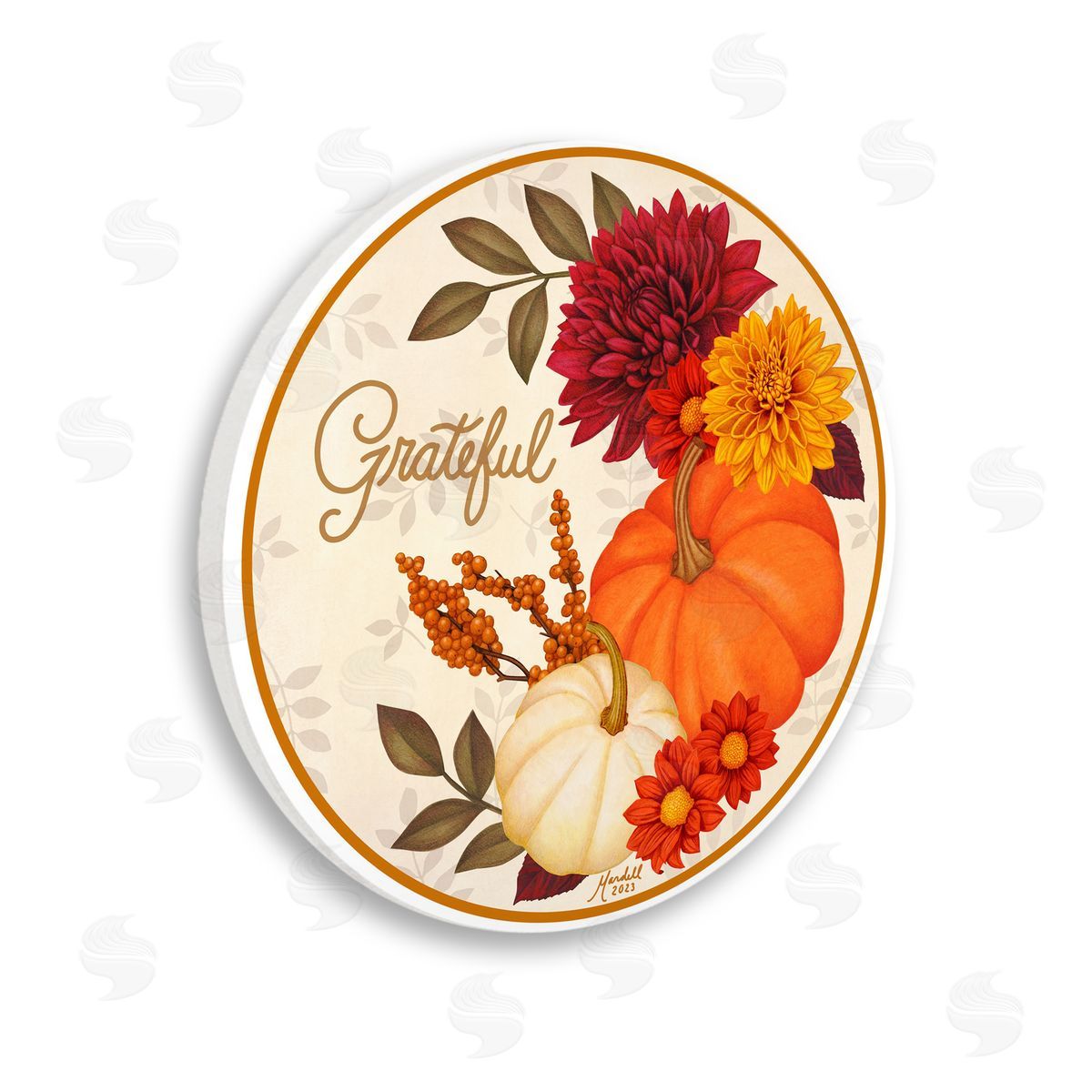 Mardell Schuster Grateful Autumn Florals Wooden Wall Plaque Art Print