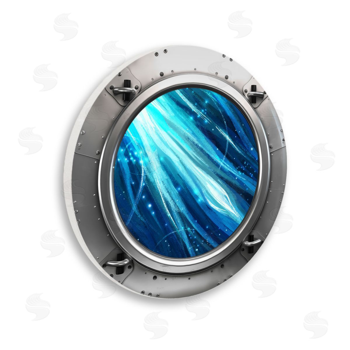 Ziwei Li Nebula Spaceship Porthole Wooden Wall Plaque Art Print