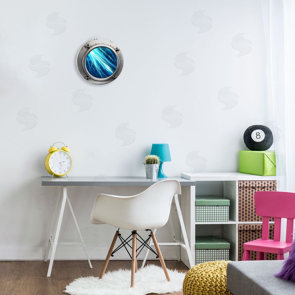 Ziwei Li Nebula Spaceship Porthole Round Wall Plaque Art Print in Room