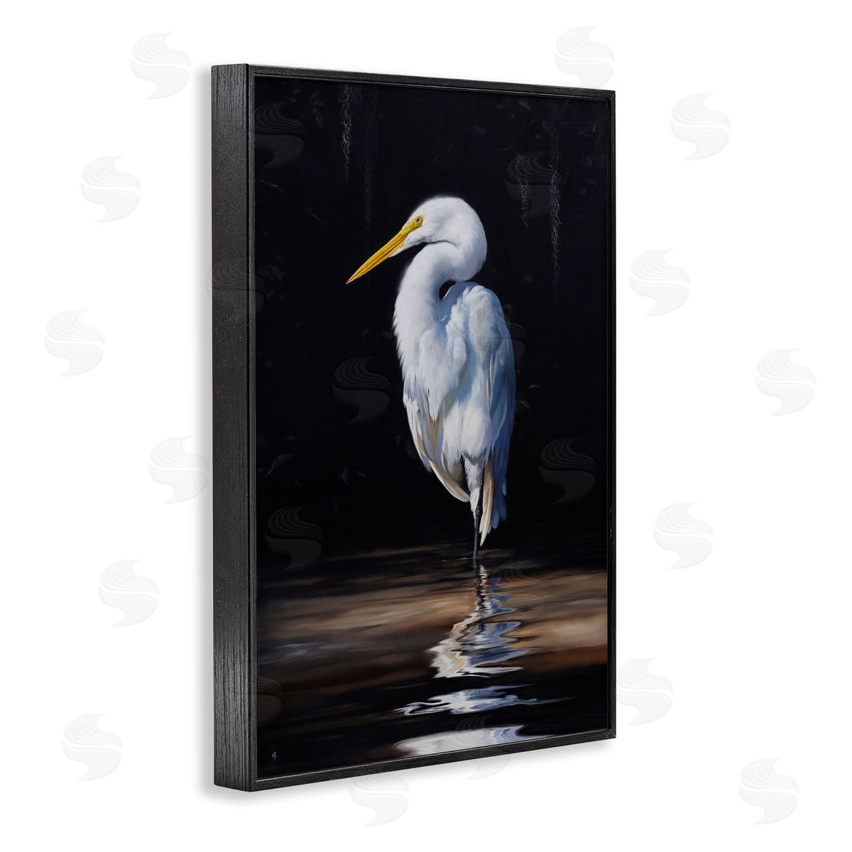Mark Kelso Balancing Egret Bird Black Framed Giclee Wall Art Print