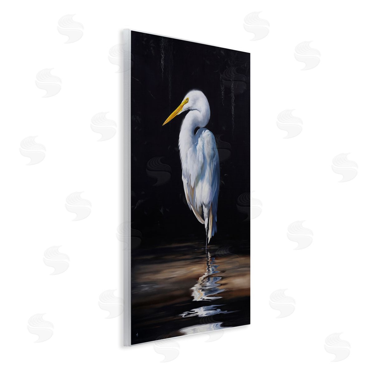 Mark Kelso Balancing Egret Bird Wooden Wall Plaque Art Print