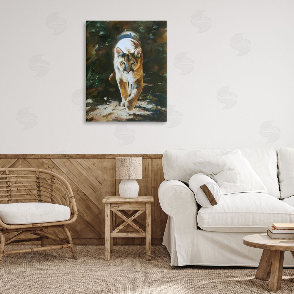 Mark Kelso Out of Shadows Panther Canvas Wall Art Print in Room