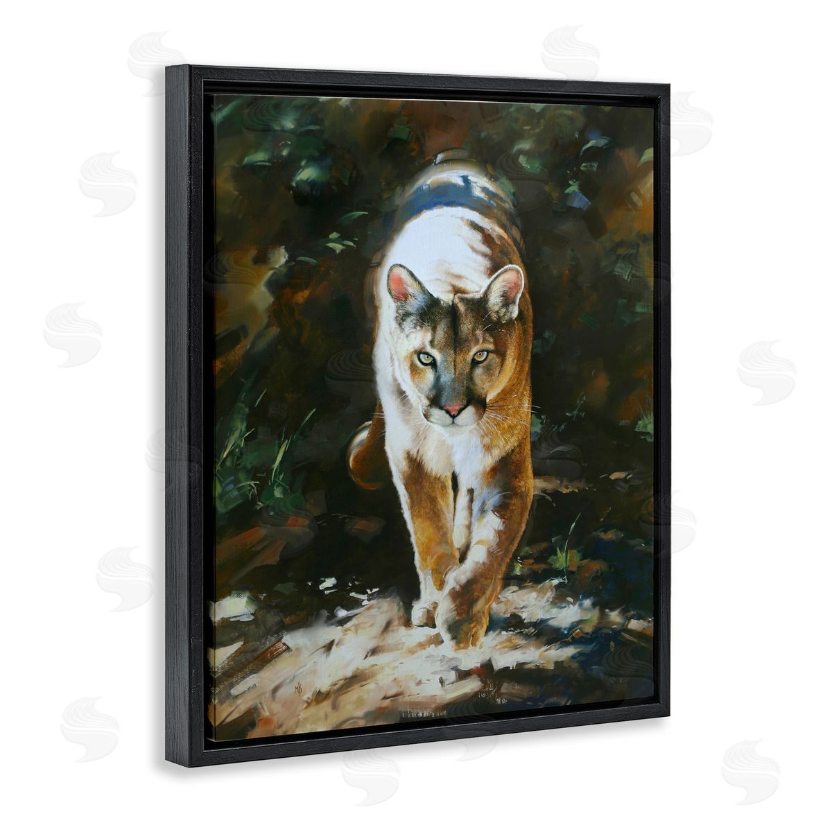 Mark Kelso Out of Shadows Panther Black Floating Frame Canvas Wall Art Print