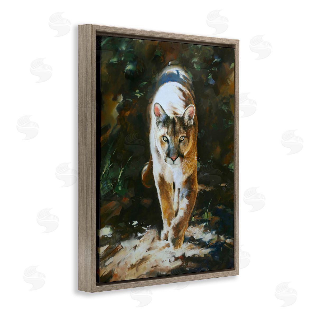 Mark Kelso Out of Shadows Panther Brown Floating Frame Canvas Wall Art Print