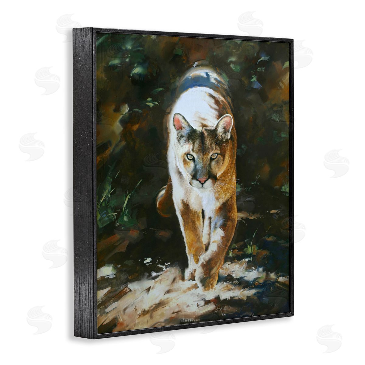 Mark Kelso Out of Shadows Panther Black Framed Giclee Wall Art Print