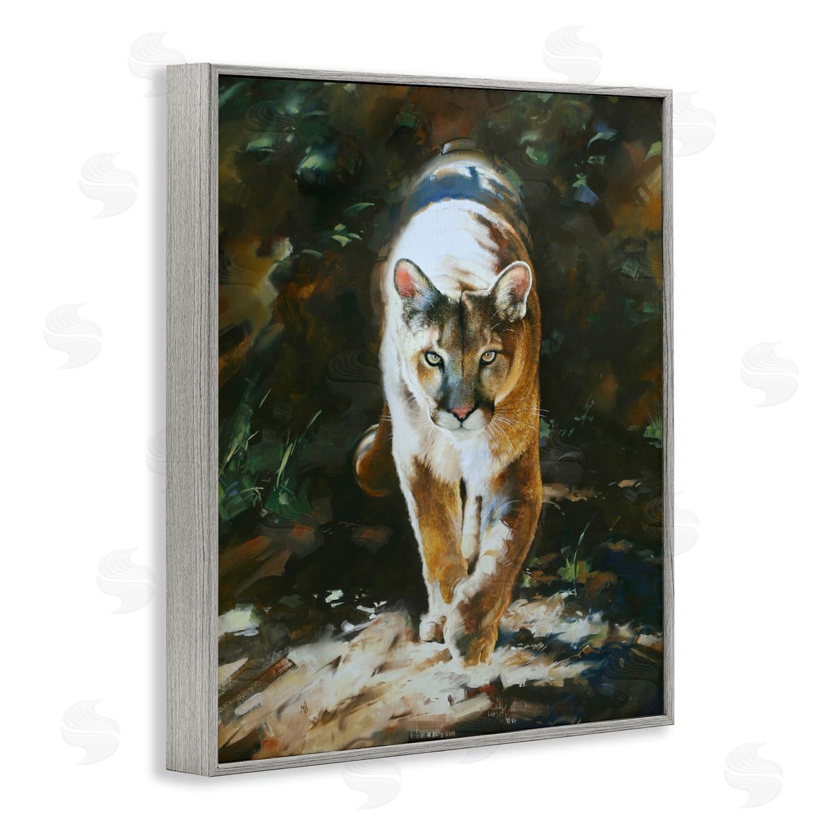 Mark Kelso Out of Shadows Panther Gray Framed Giclee Wall Art Print