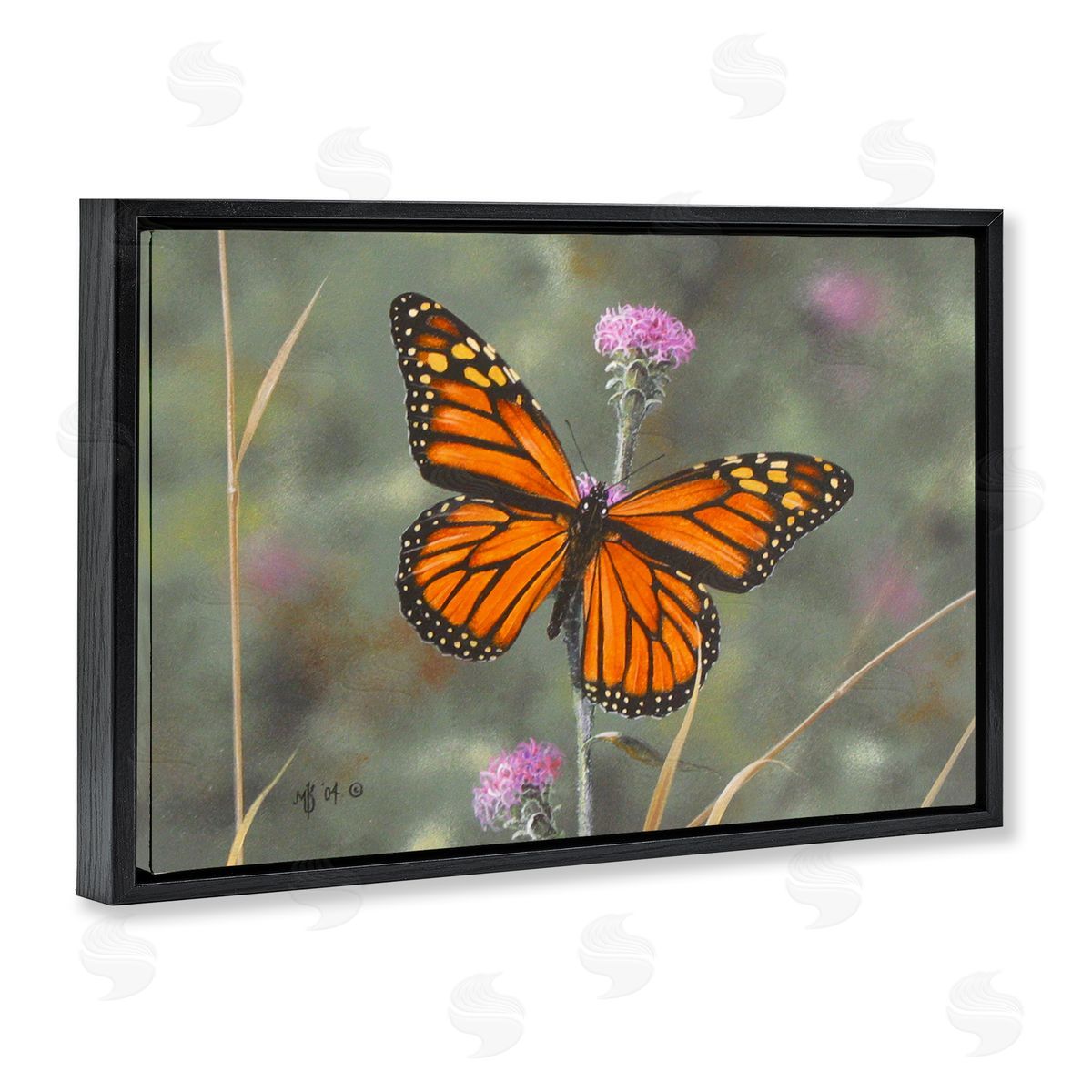 Mark Kelso Summer Visitor Butterfly Black Floating Frame Canvas Wall Art Print