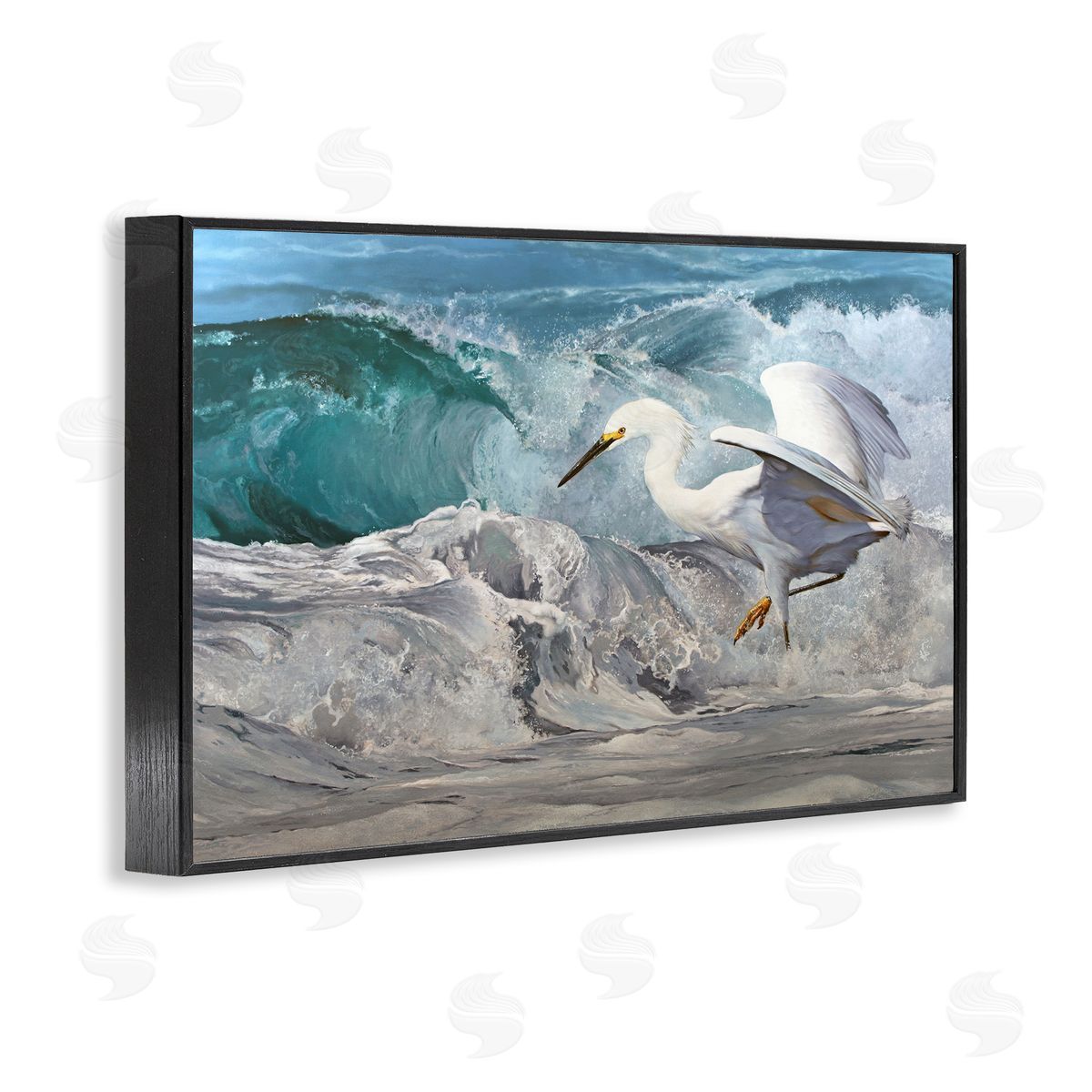 Mark Kelso Wave Dancer Heron Black Framed Giclee Wall Art Print