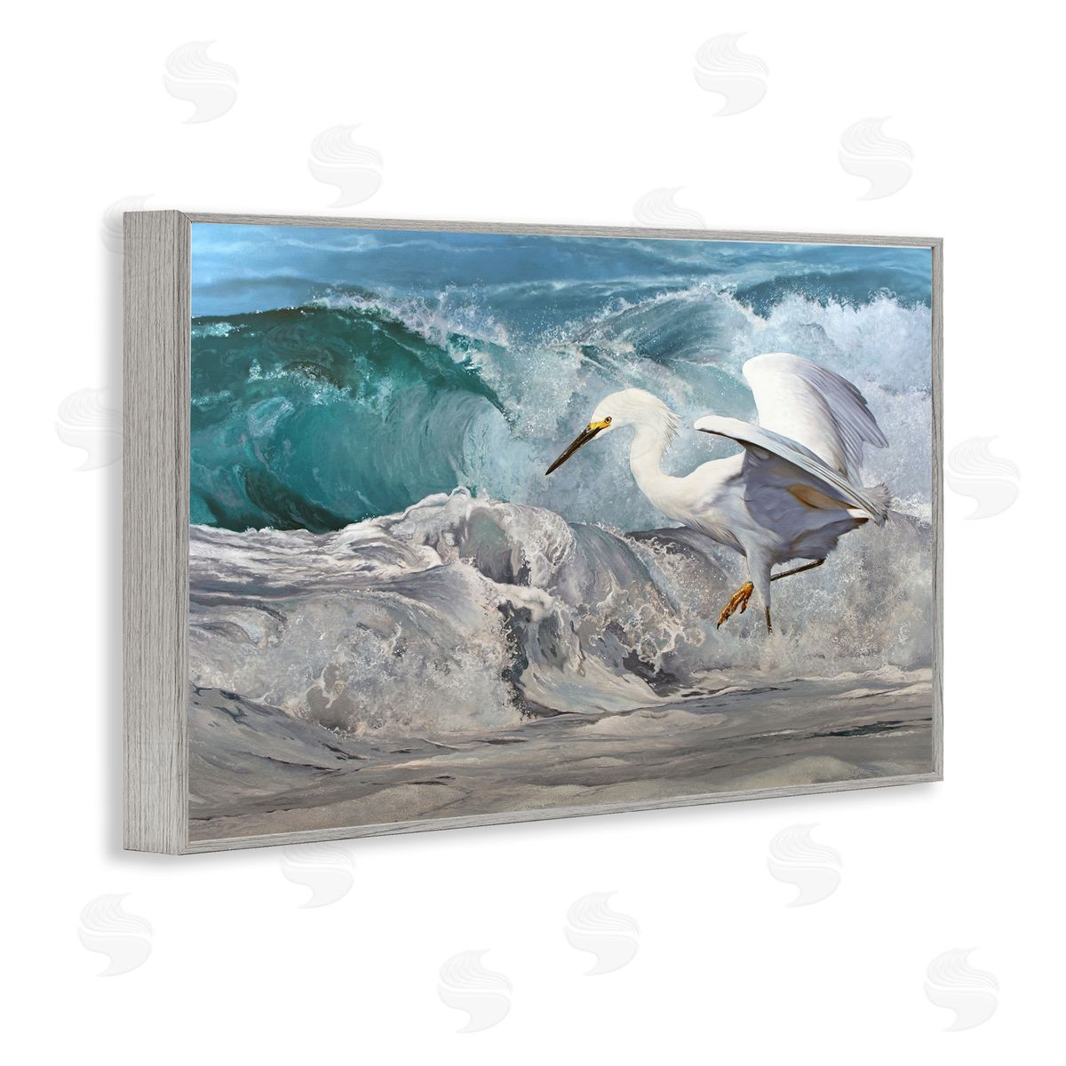 Mark Kelso Wave Dancer Heron Gray Framed Giclee Wall Art Print