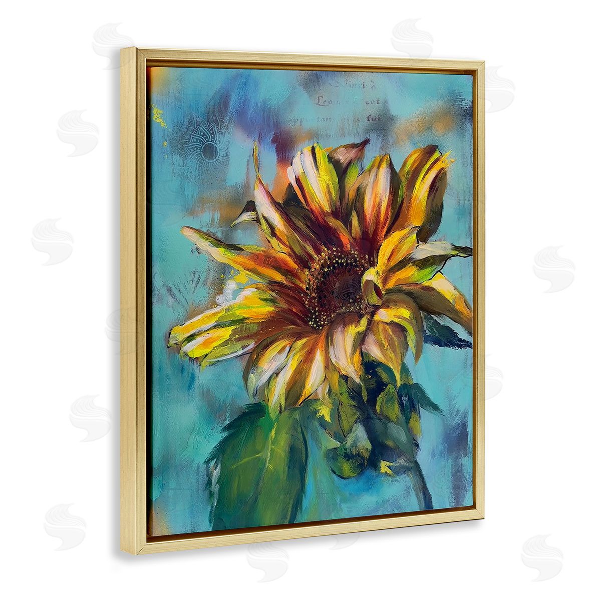 Linda McClure Finding Spring Sunflower Gold Floating Frame Canvas Wall Art Print