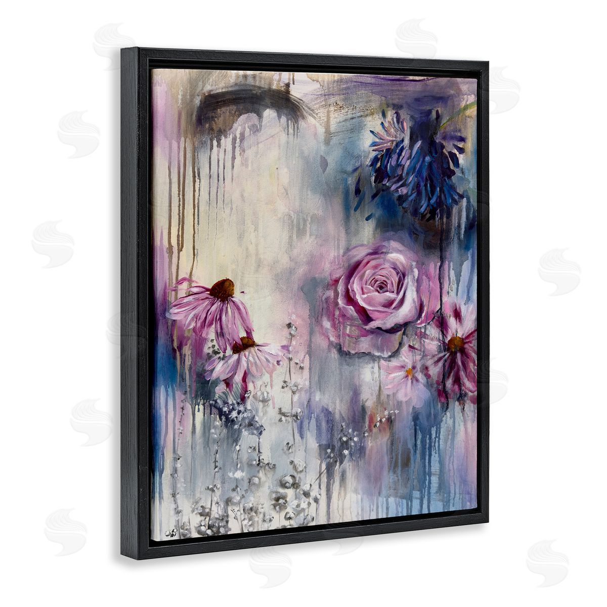 Linda McClure Lavender Light Blossoms Black Floating Frame Canvas Wall Art Print