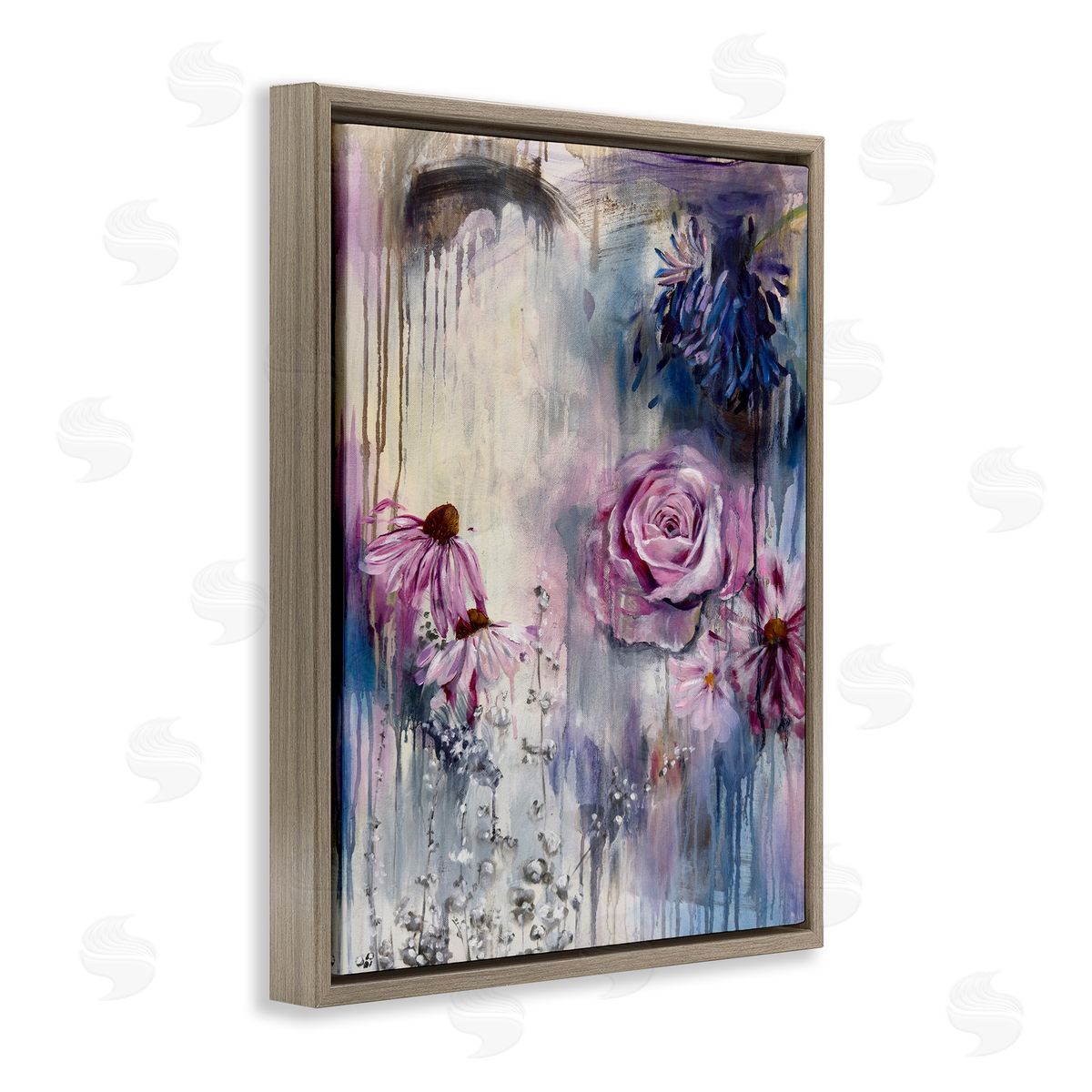 Linda McClure Lavender Light Blossoms Brown Floating Frame Canvas Wall Art Print