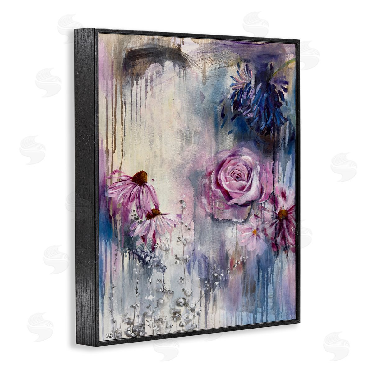 Linda McClure Lavender Light Blossoms Black Framed Giclee Wall Art Print