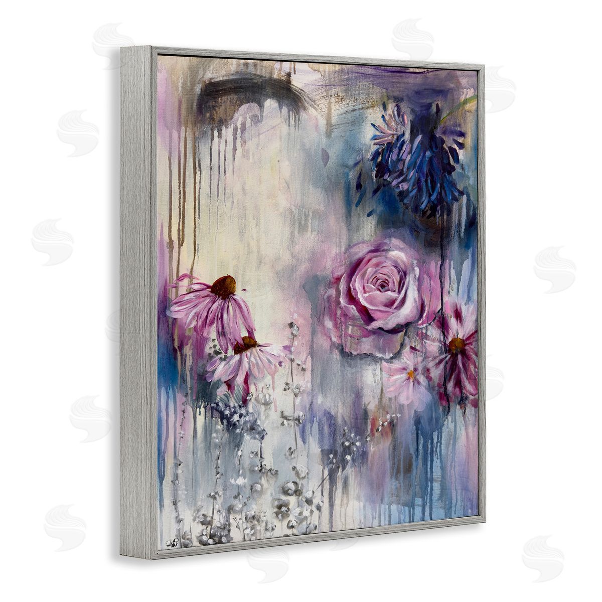 Linda McClure Lavender Light Blossoms Gray Framed Giclee Wall Art Print
