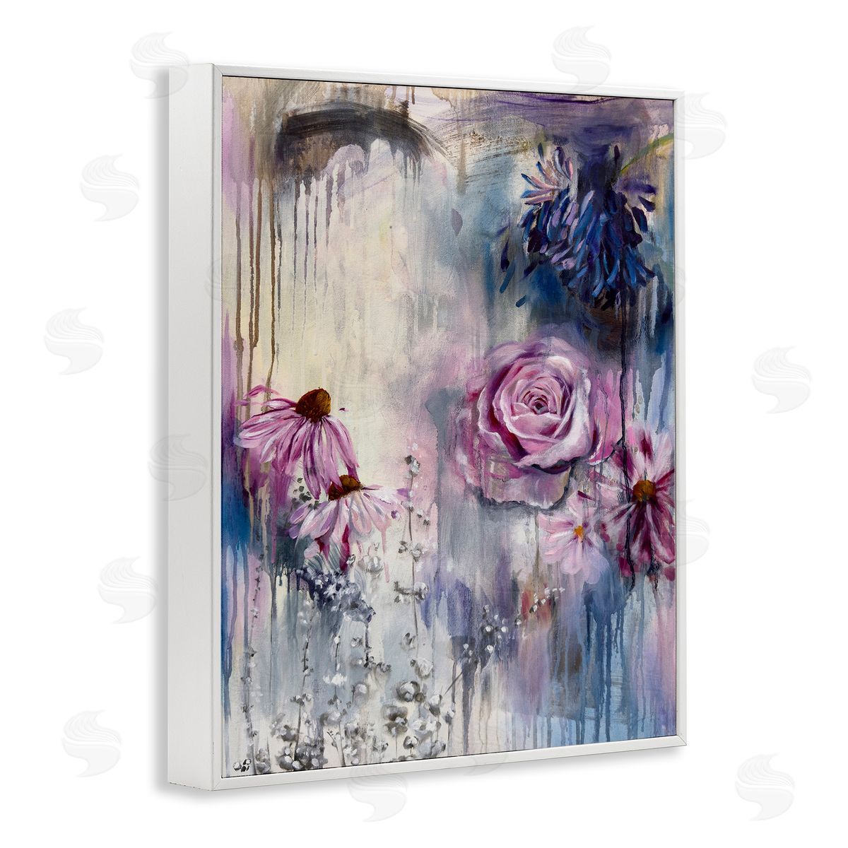 Linda McClure Lavender Light Blossoms White Framed Giclee Wall Art Print