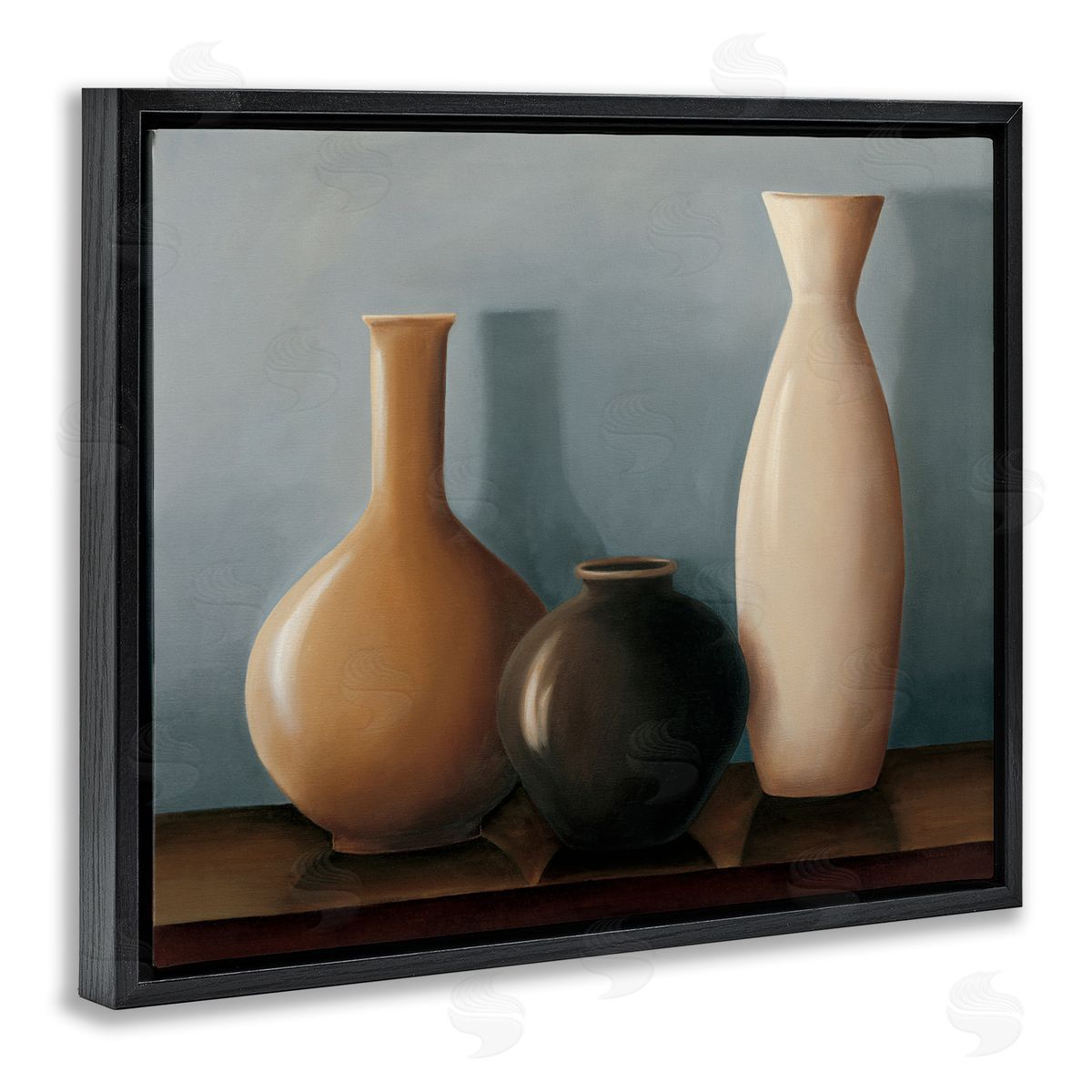 Arlene Stevens Rustic Pottery Still Life Black Floating Frame Canvas Wall Art Print