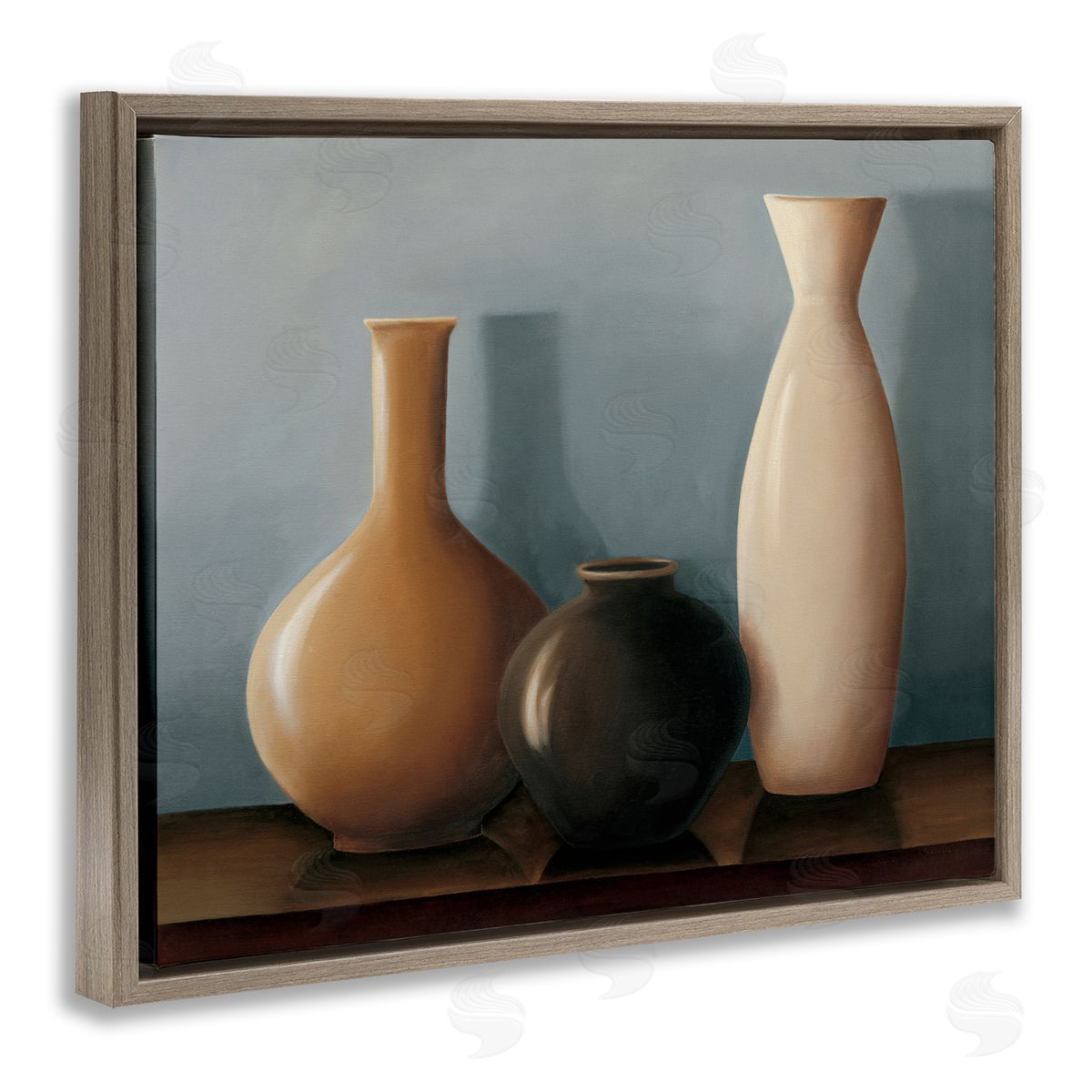 Arlene Stevens Rustic Pottery Still Life Brown Floating Frame Canvas Wall Art Print