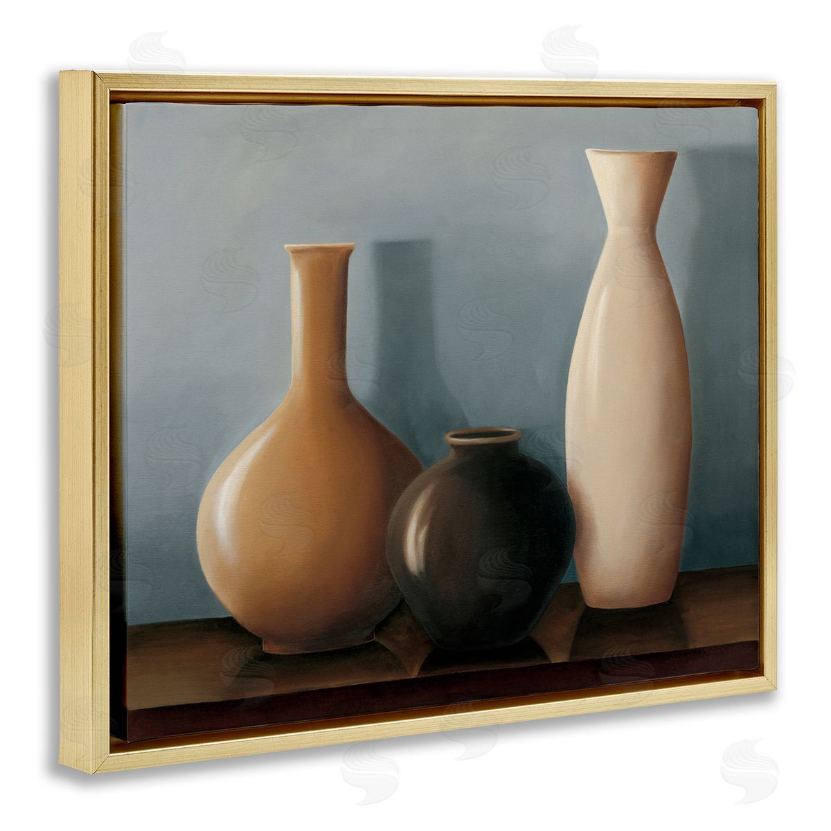 Arlene Stevens Rustic Pottery Still Life Gold Floating Frame Canvas Wall Art Print