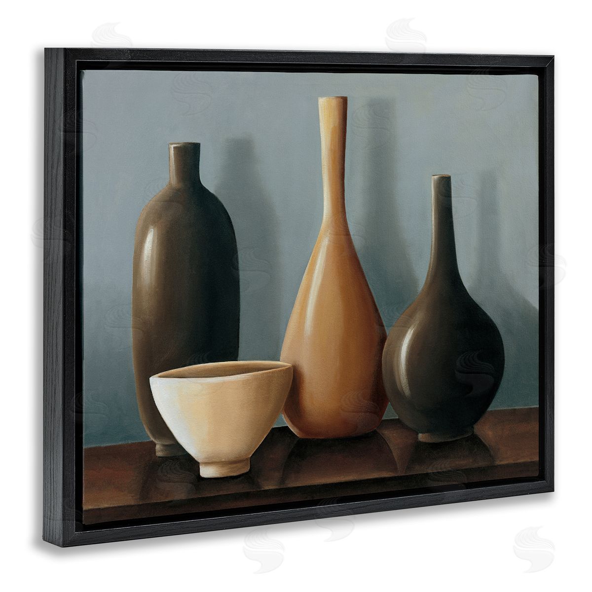 Arlene Stevens Varried Pottery Still Life Black Floating Frame Canvas Wall Art Print