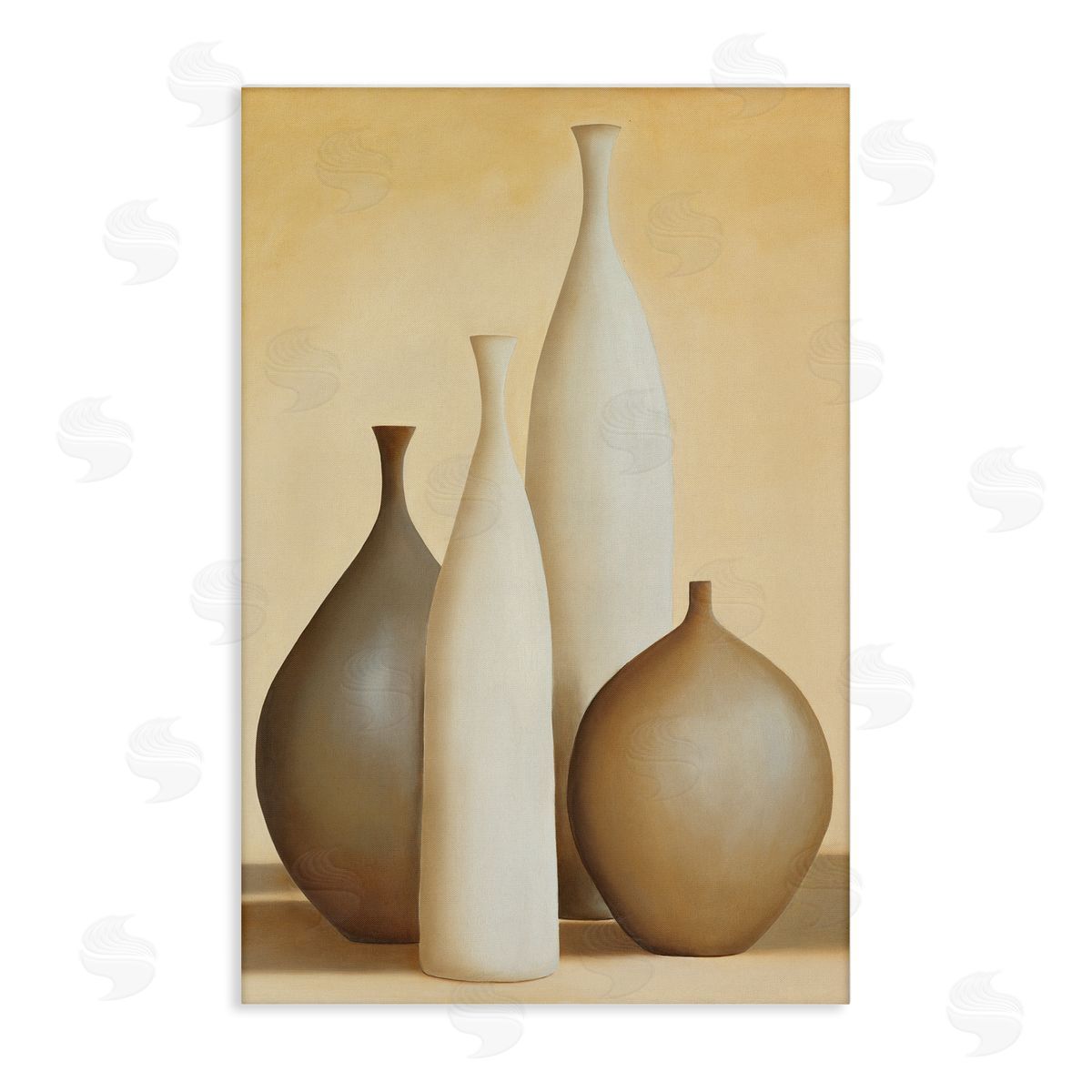 Arlene Stevens Neutral Pottery Bottles Canvas Wall Art Print