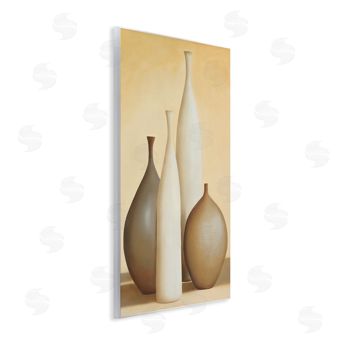 Arlene Stevens Neutral Pottery Bottles Wooden Wall Plaque Art Print
