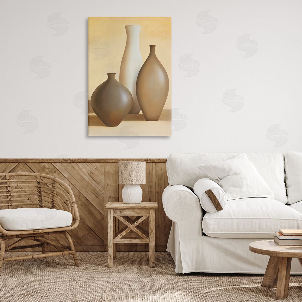 Arlene Stevens Natural Pottery Bottles Canvas Wall Art Print in Room