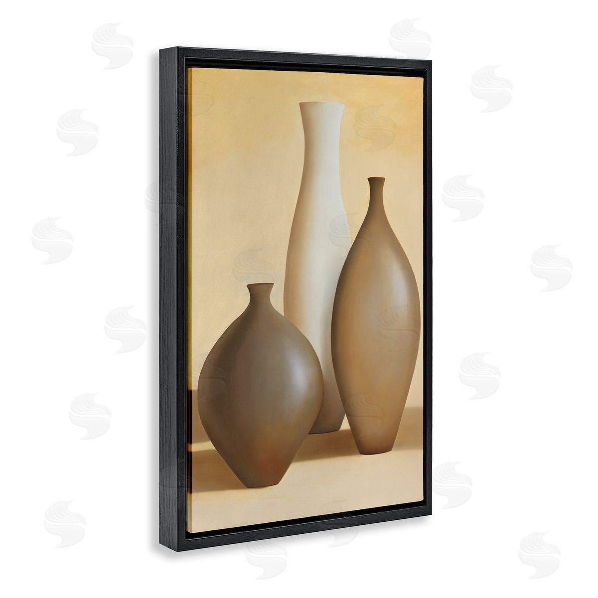 Arlene Stevens Natural Pottery Bottles Black Floating Frame Canvas Wall Art Print