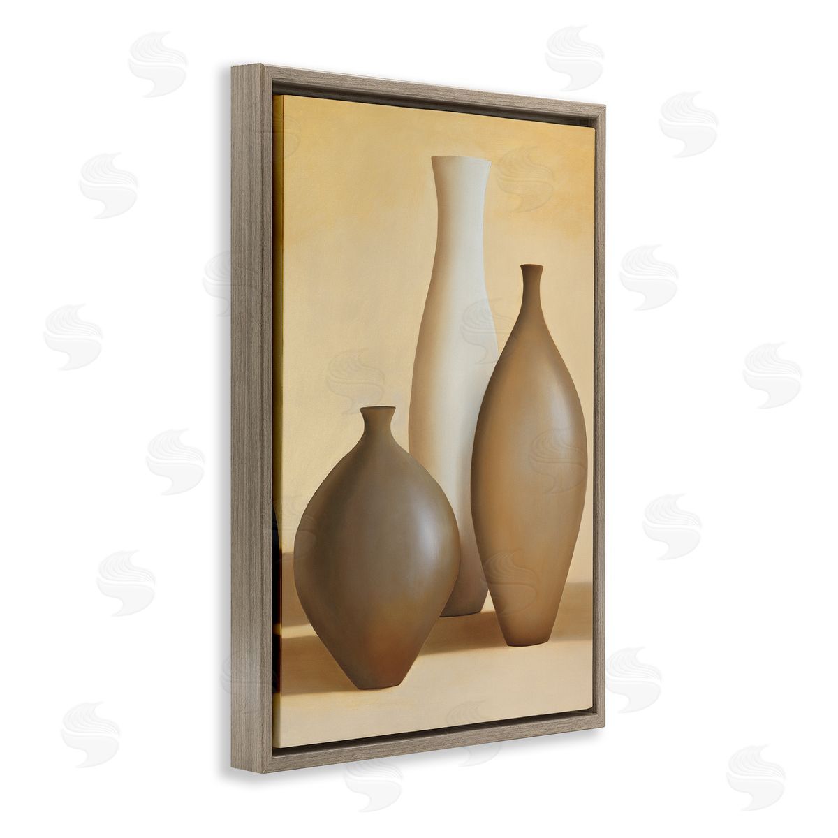 Arlene Stevens Natural Pottery Bottles Brown Floating Frame Canvas Wall Art Print