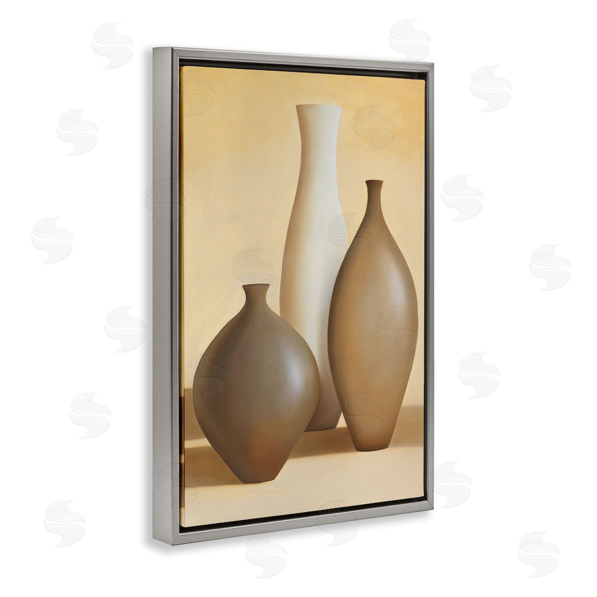 Arlene Stevens Natural Pottery Bottles Gray Floating Frame Canvas Wall Art Print