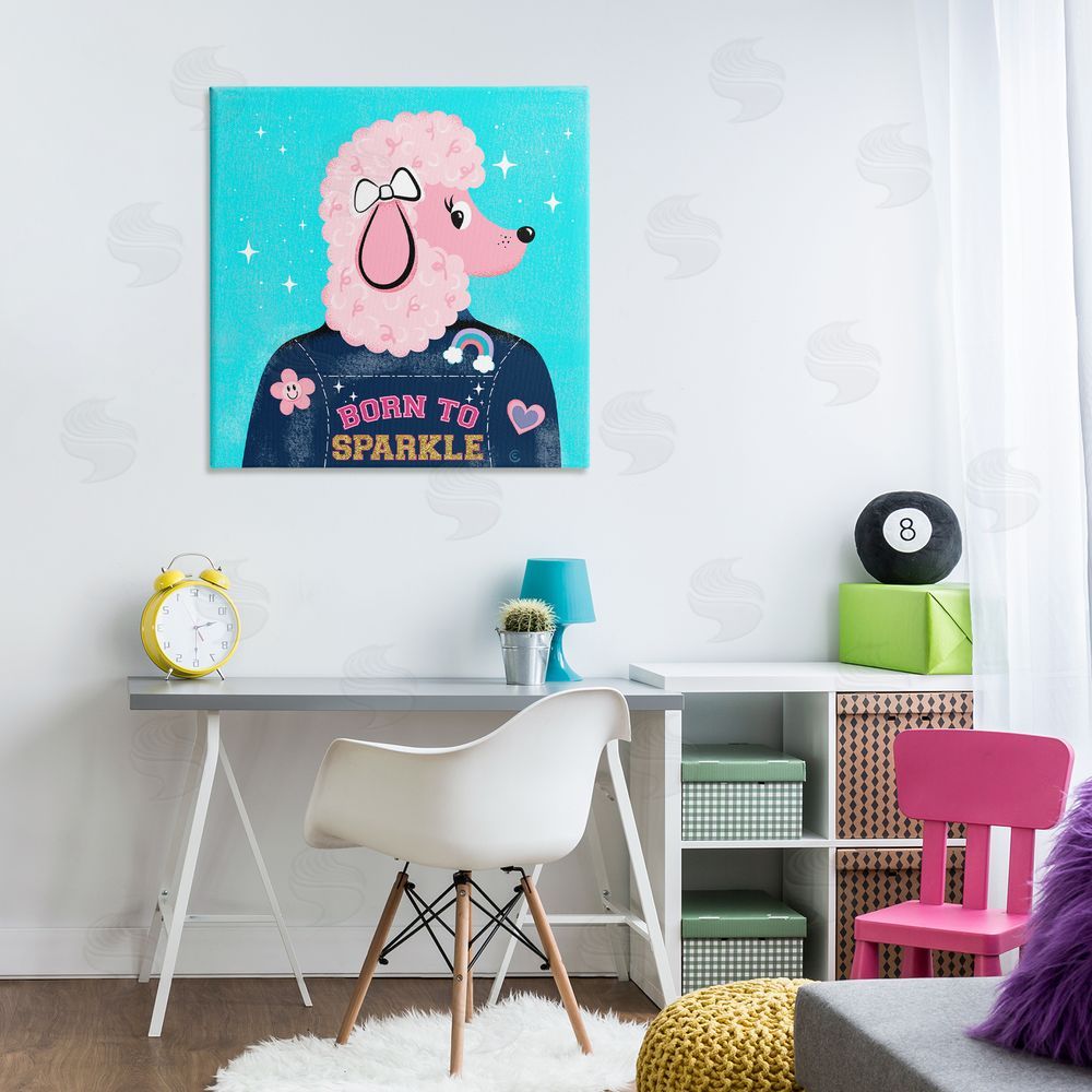 Carrie Cantwell Born To Sparkle Poodle Canvas Wall Art Print in Room