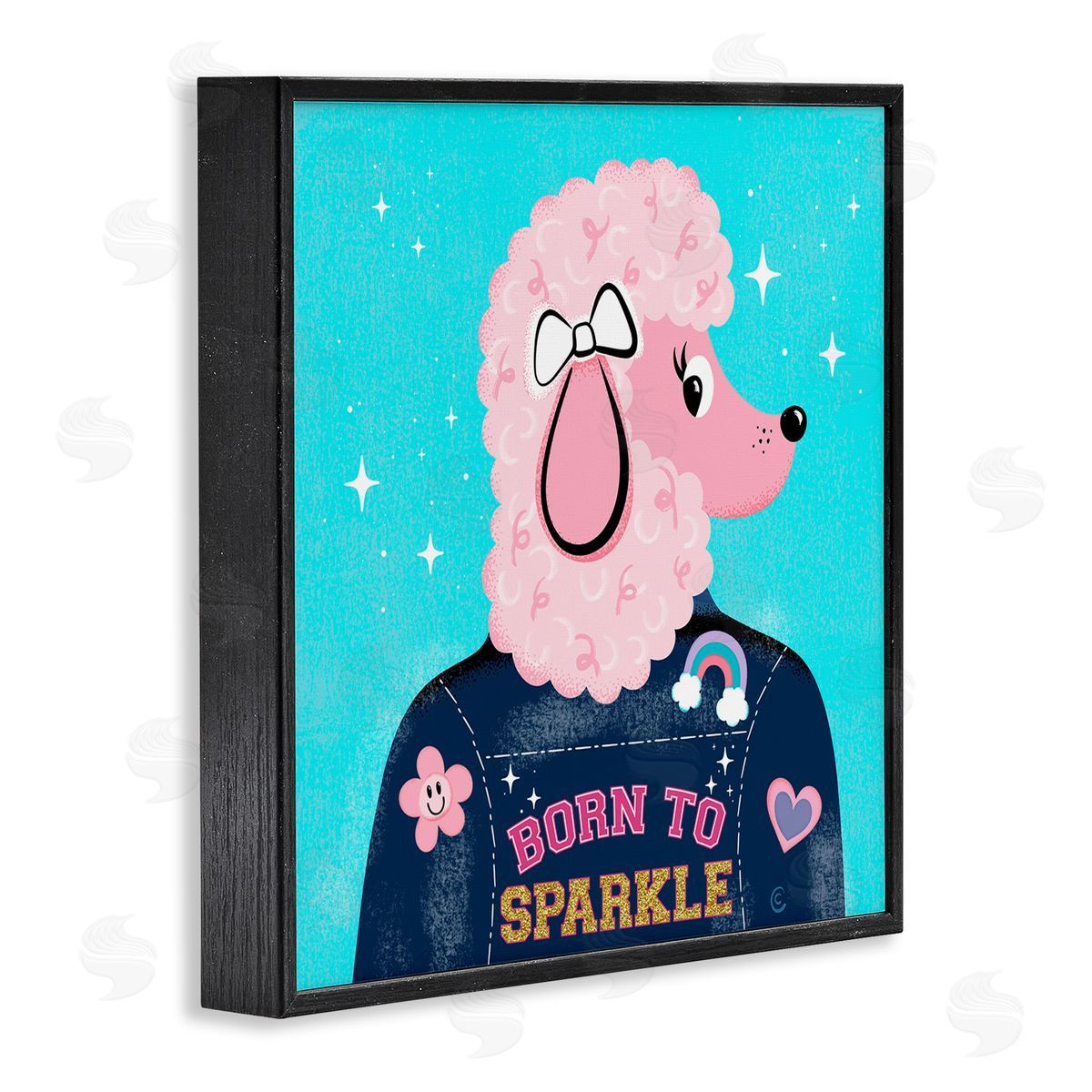Carrie Cantwell Born To Sparkle Poodle Black Framed Giclee Wall Art Print