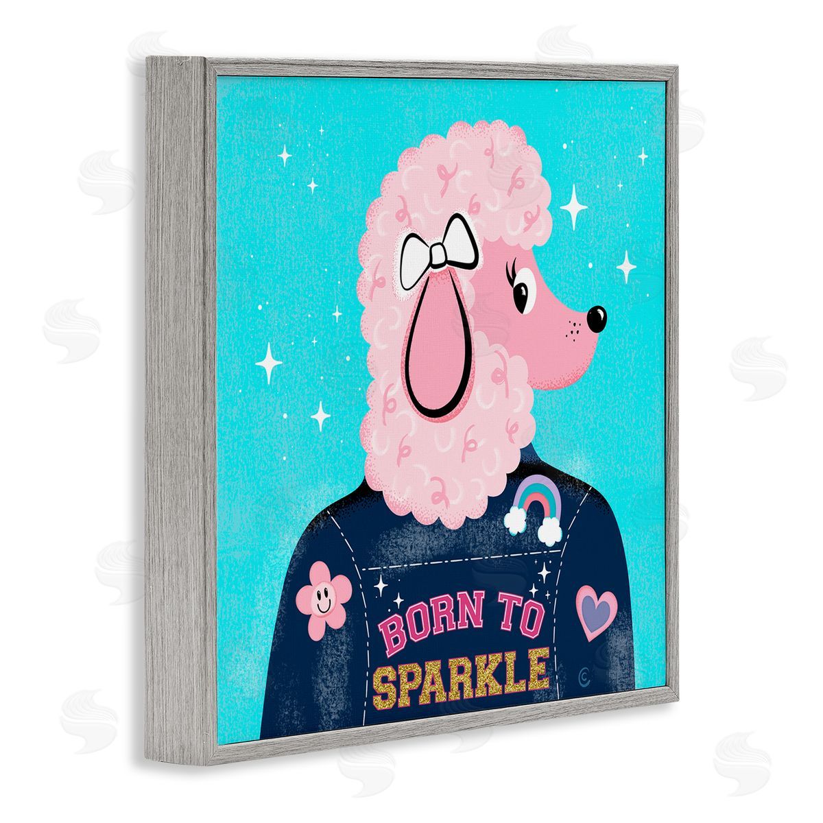 Carrie Cantwell Born To Sparkle Poodle Gray Framed Giclee Wall Art Print