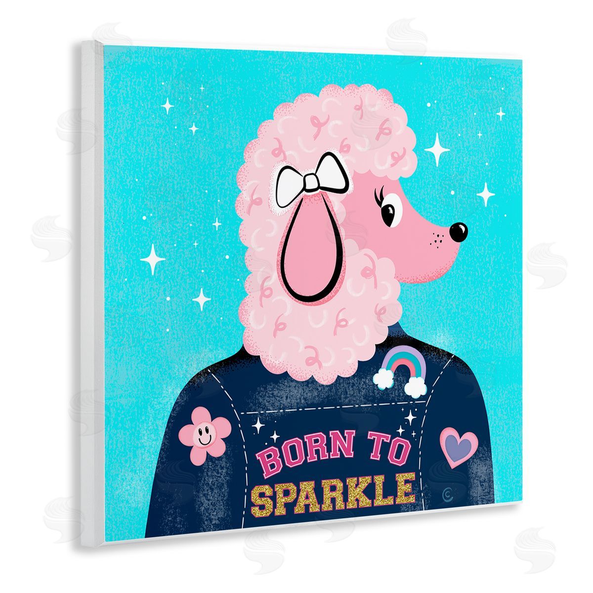Carrie Cantwell Born To Sparkle Poodle Wooden Wall Plaque Art Print