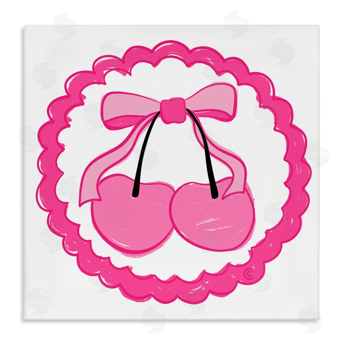 Carrie Cantwell Pink Cherries & Bow Canvas Wall Art Print